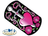 Medalion format militar din alama Pet Scribe, dimensiunea 29x51mm , Dagger Hearts, cod 7337-885 - 41 RON