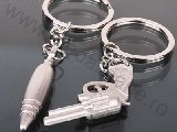 Set 2 brelocuri metalice revolver cu replica glont  - 15 RON